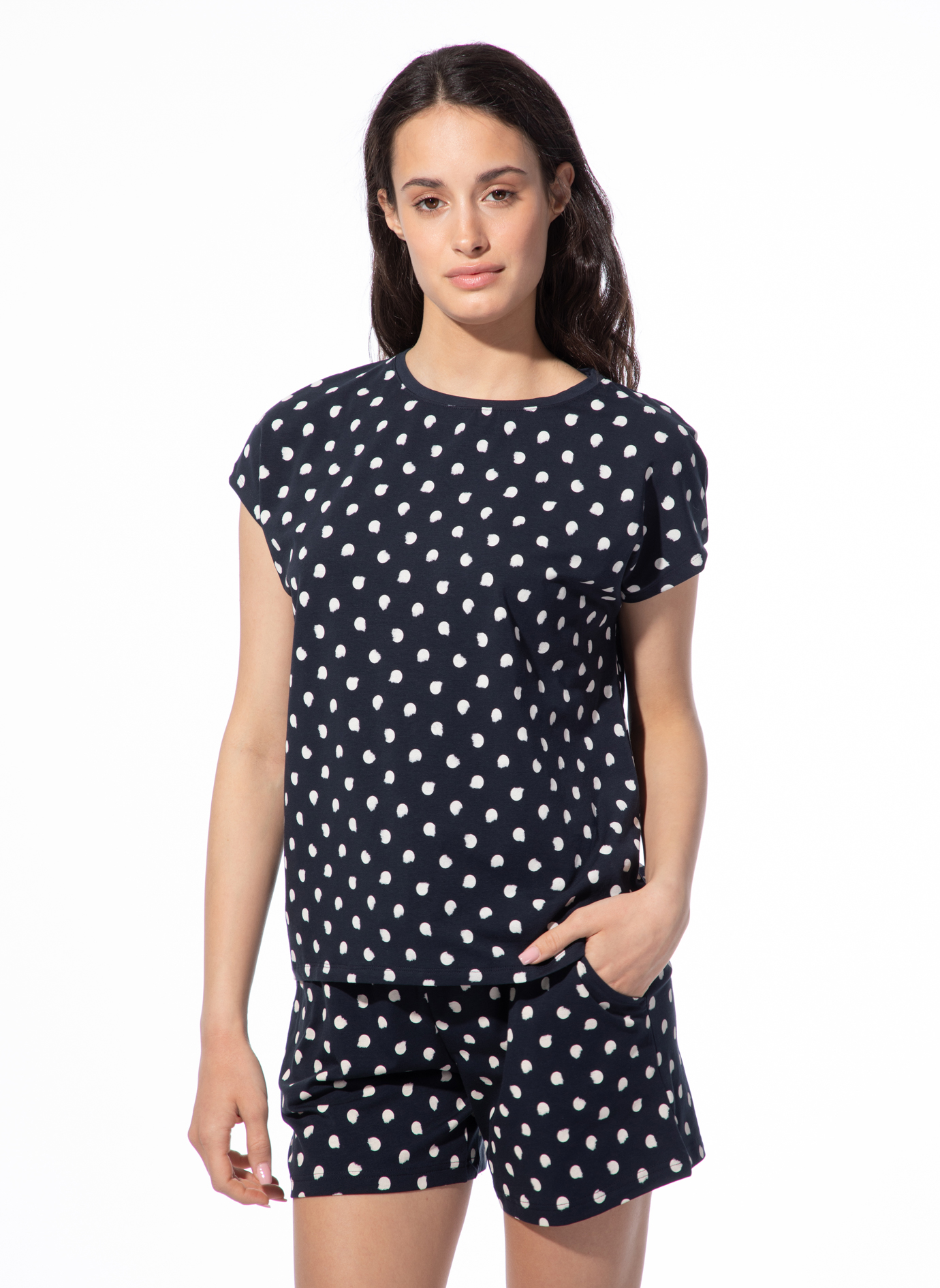  T-Shirt Dunkelblau Dots