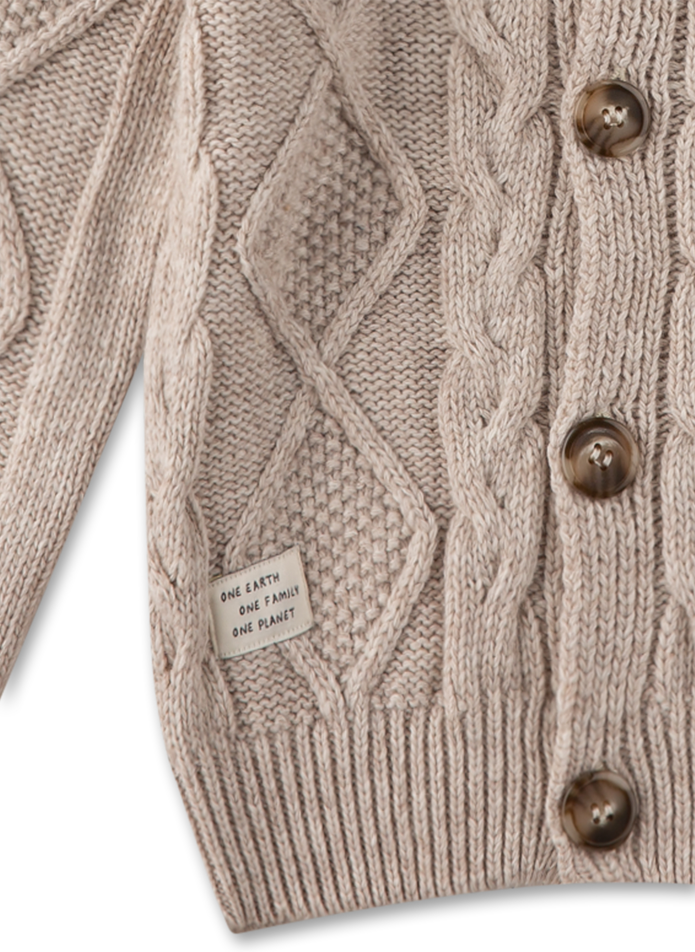 Flachstrick-Cardigan Beige