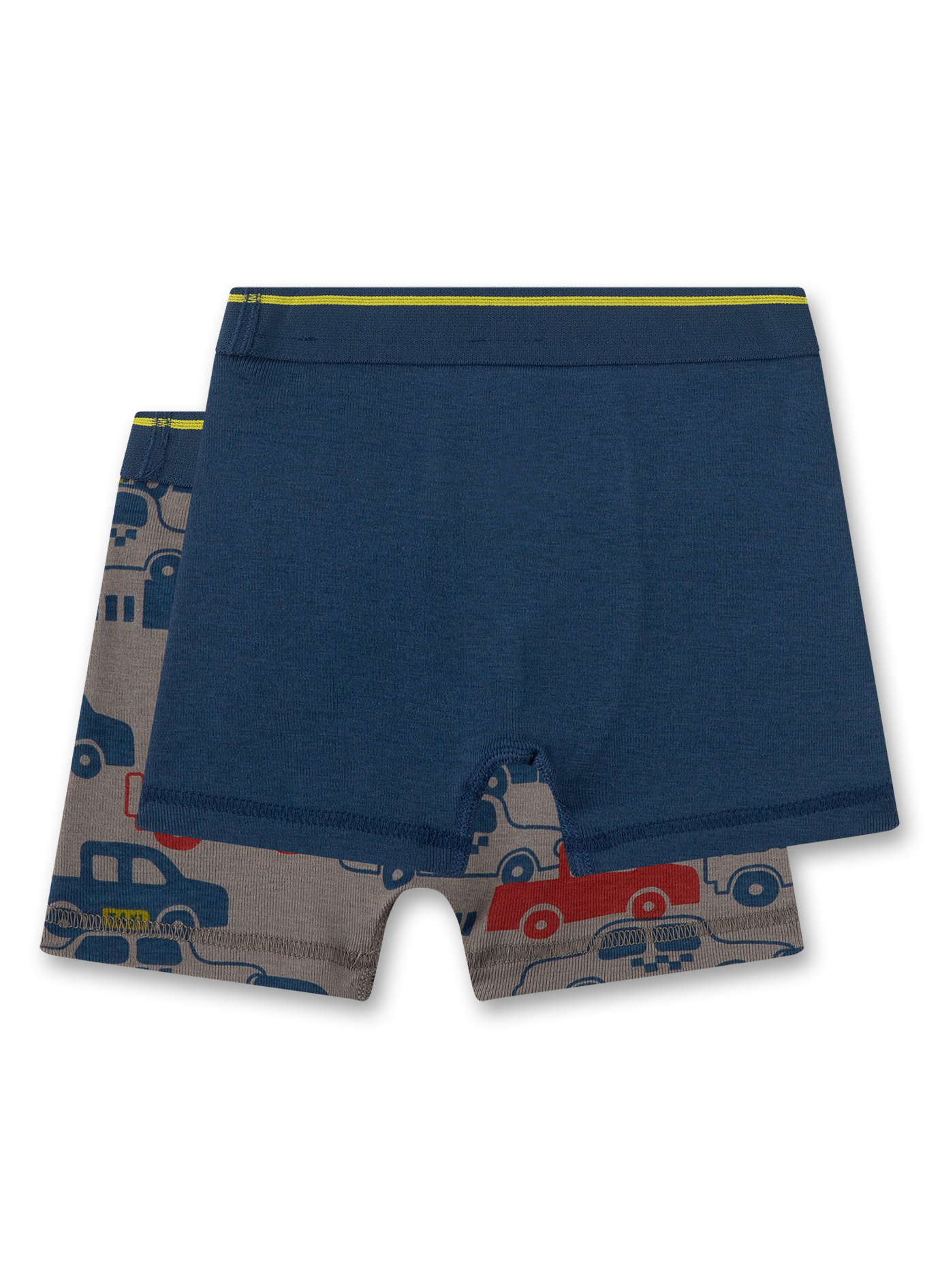 Jungen-Hipshorts (Doppelpack) Grau mit Autos und Dunkelblau