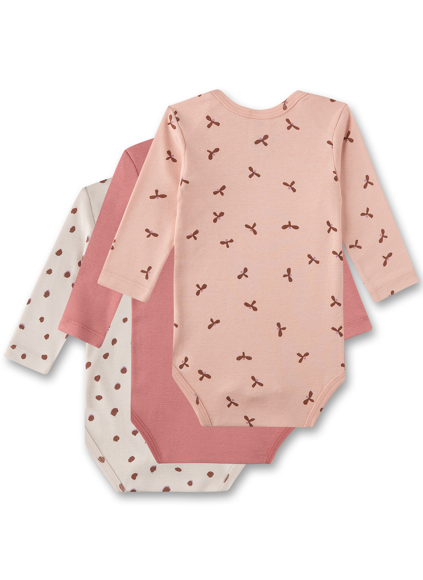 Baby-Body langarm (Dreierpack)  Beige